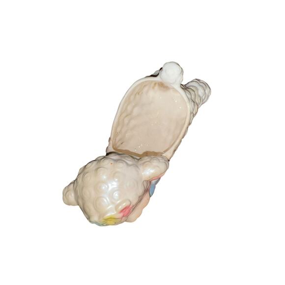 Vintage Rubens Lamb Planter Anthropomorphic Ceramic Pastel Nursery Decor Japan - Picture 3 of 12